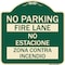 Signmission No Parking Fire Lane No Estacione Zona Contra Incendio Heavy-Gauge Alum, 18" x 18", G-1818-23633 A-DES-G-1818-23633 - alternate 1
